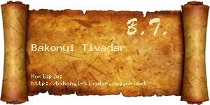 Bakonyi Tivadar névjegykártya